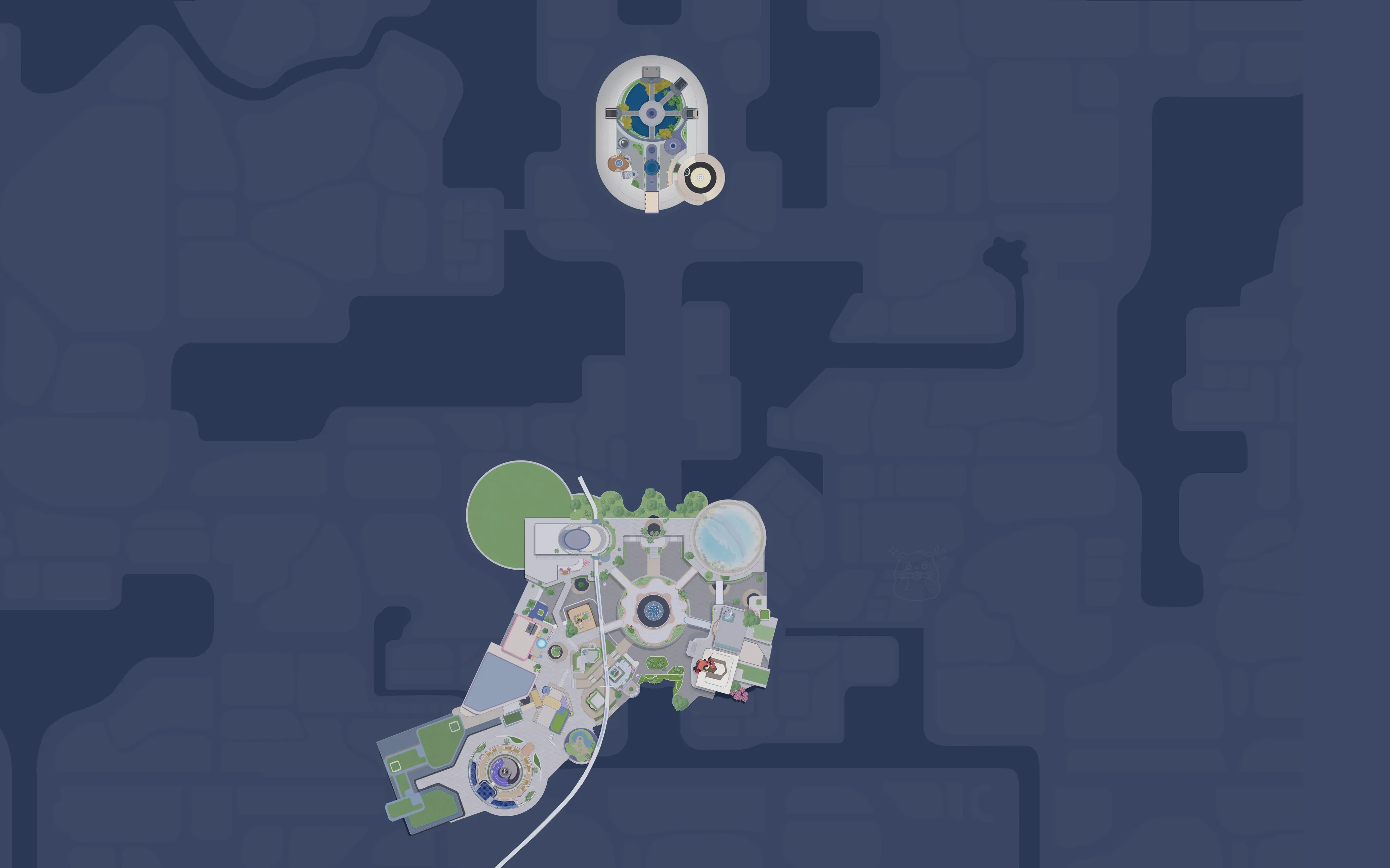 Mapa interativo de Astra, a cidade central de Aniimo